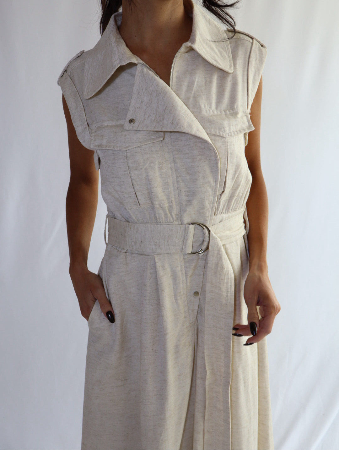 Linen blend maxi dress