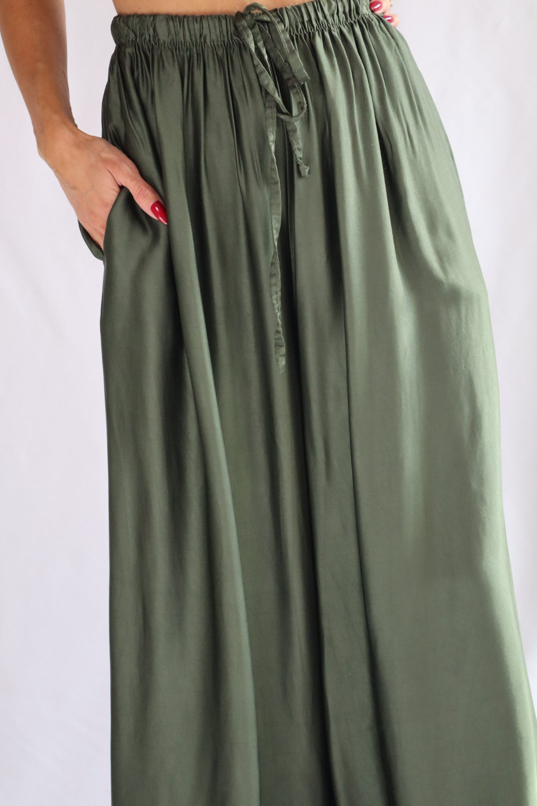 olive viscose pants