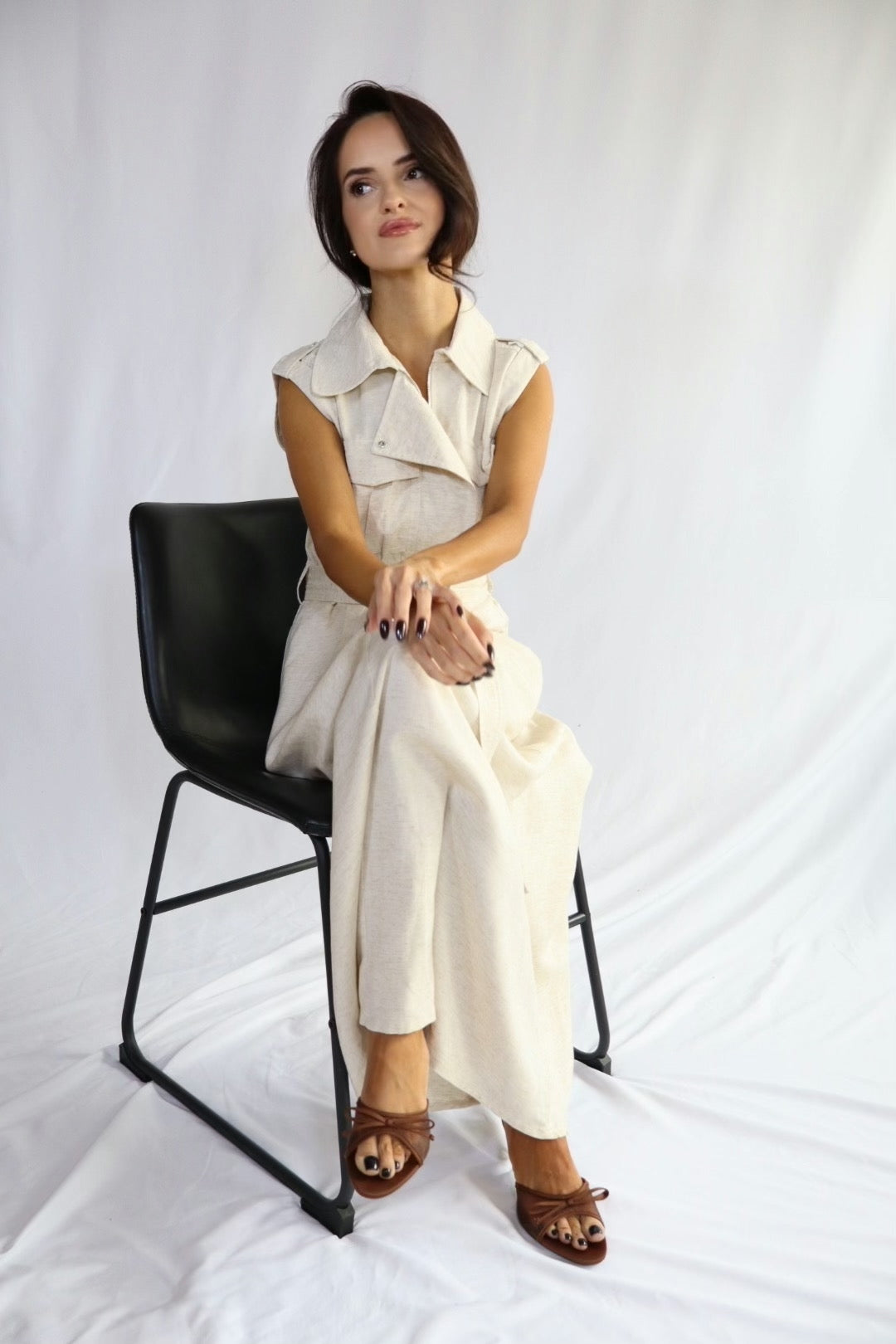 Linen blend maxi dress
