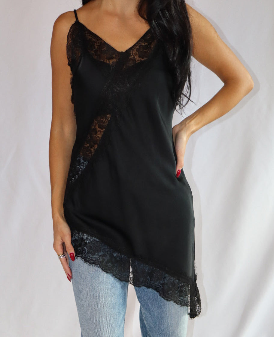 black lace camisole top