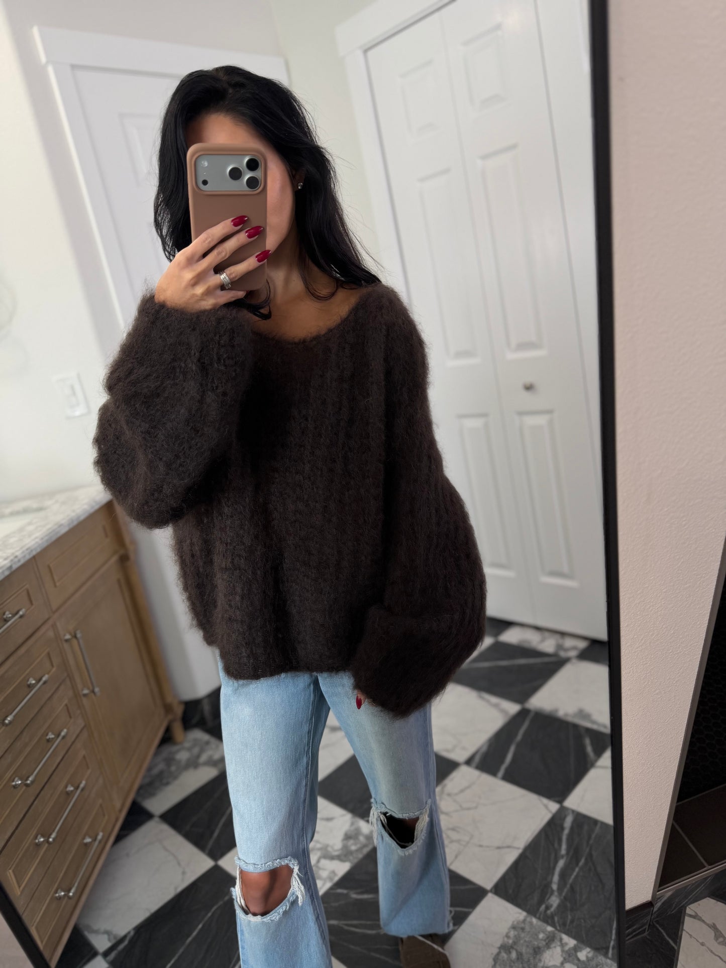 chocolate fluffy sweater