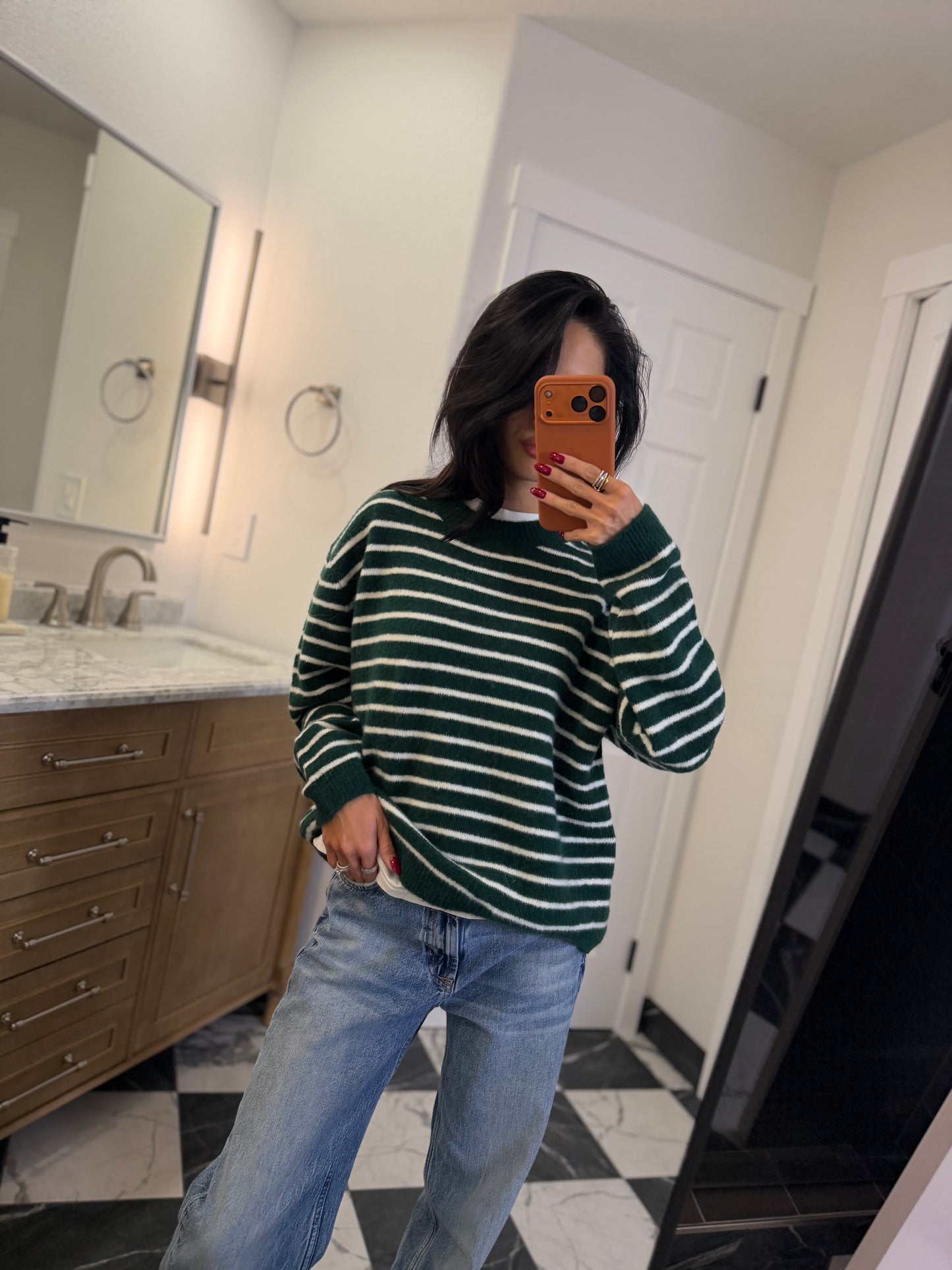 green striped sweater