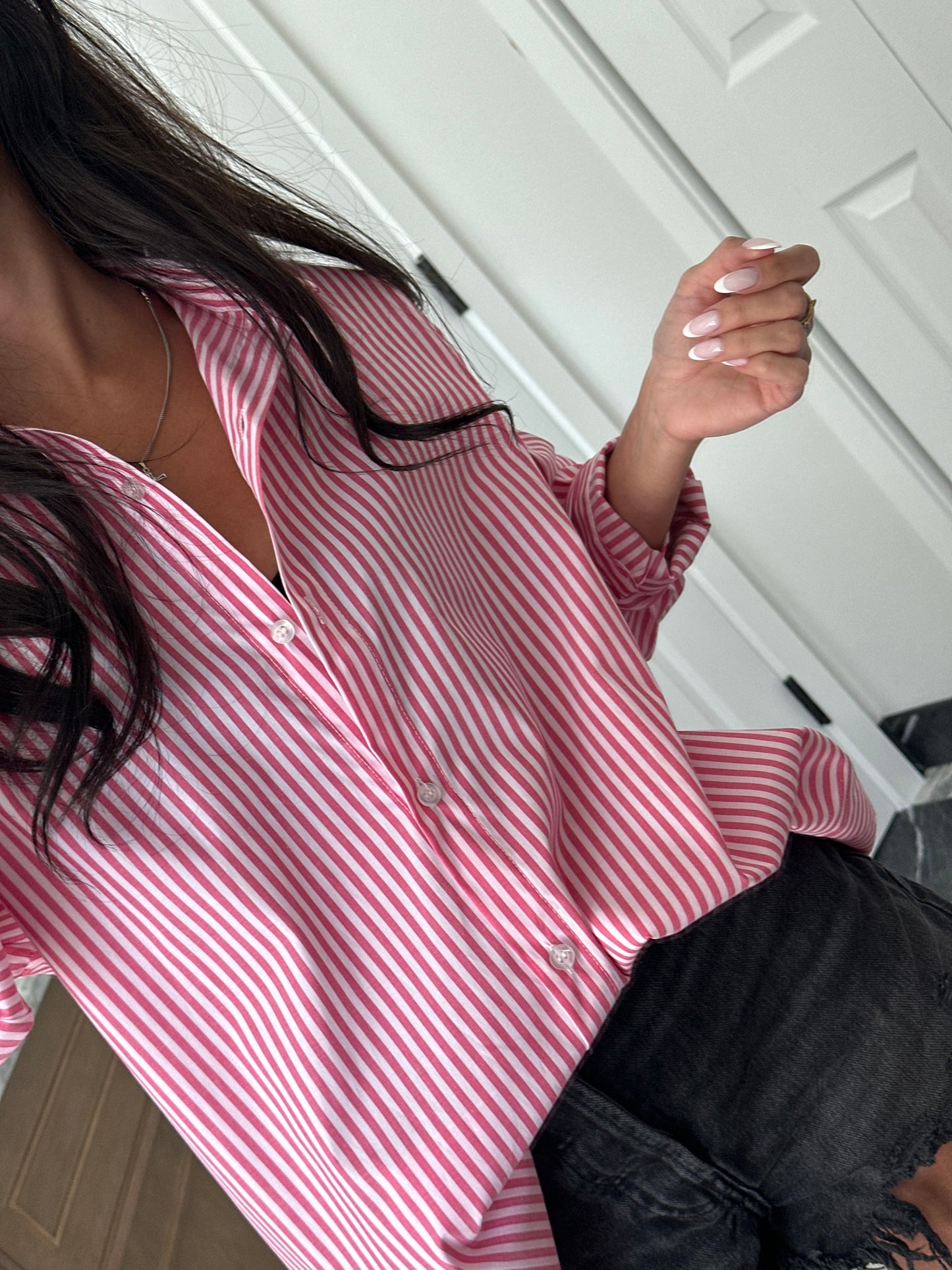 Pink striped shirt