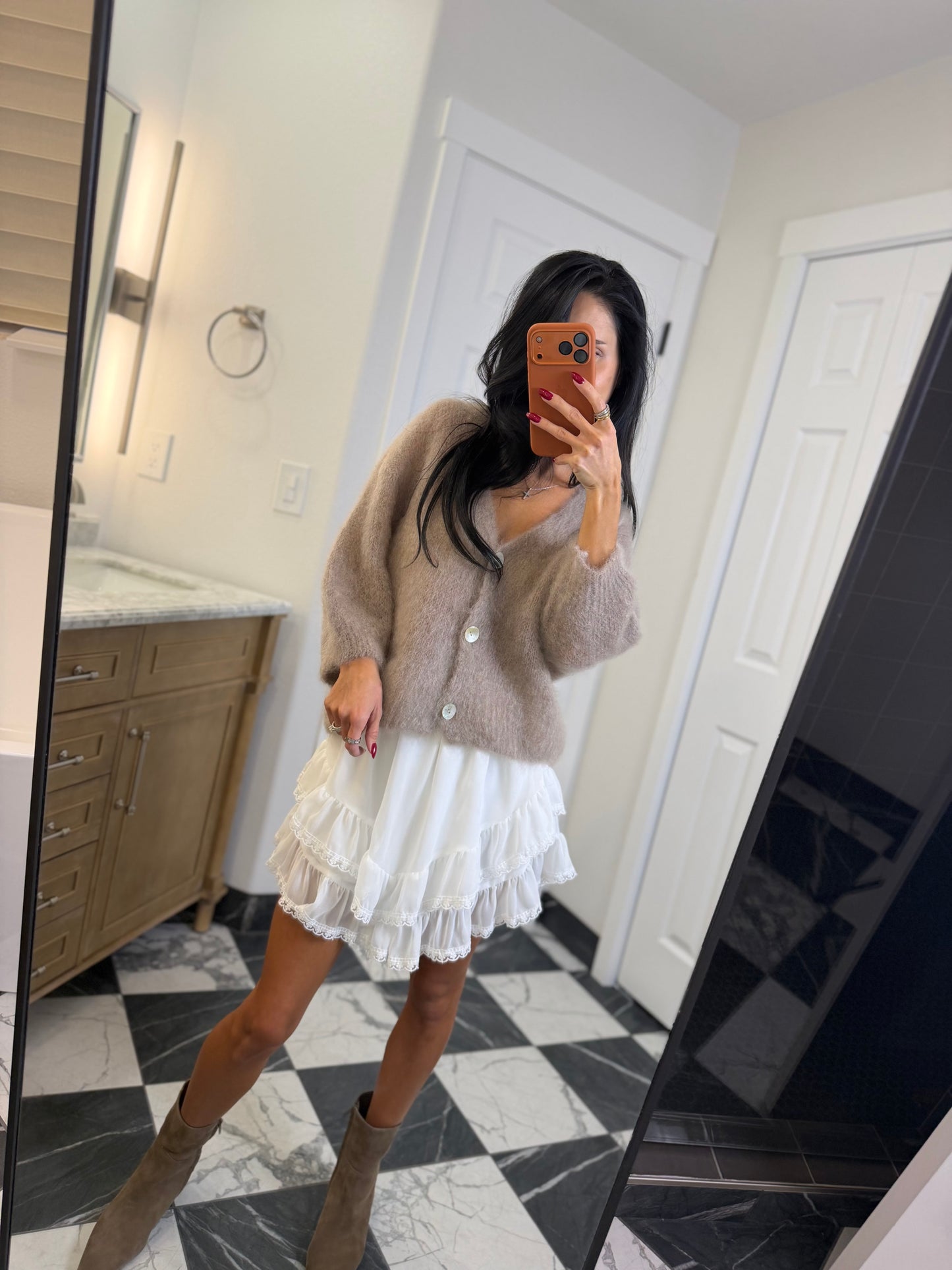 cappuccino mohair cardigan