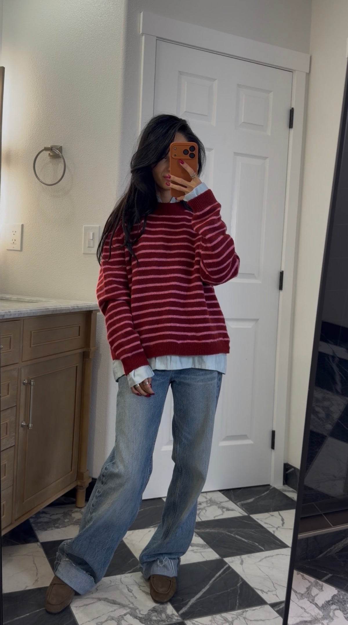 red striped sweater