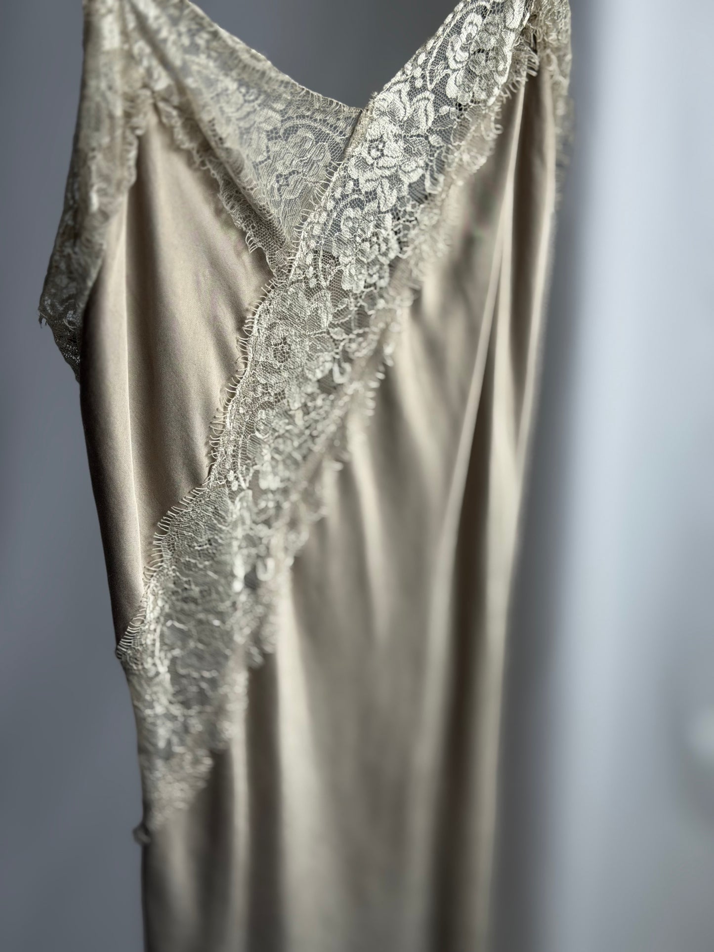 Cream Lace Slip Dress