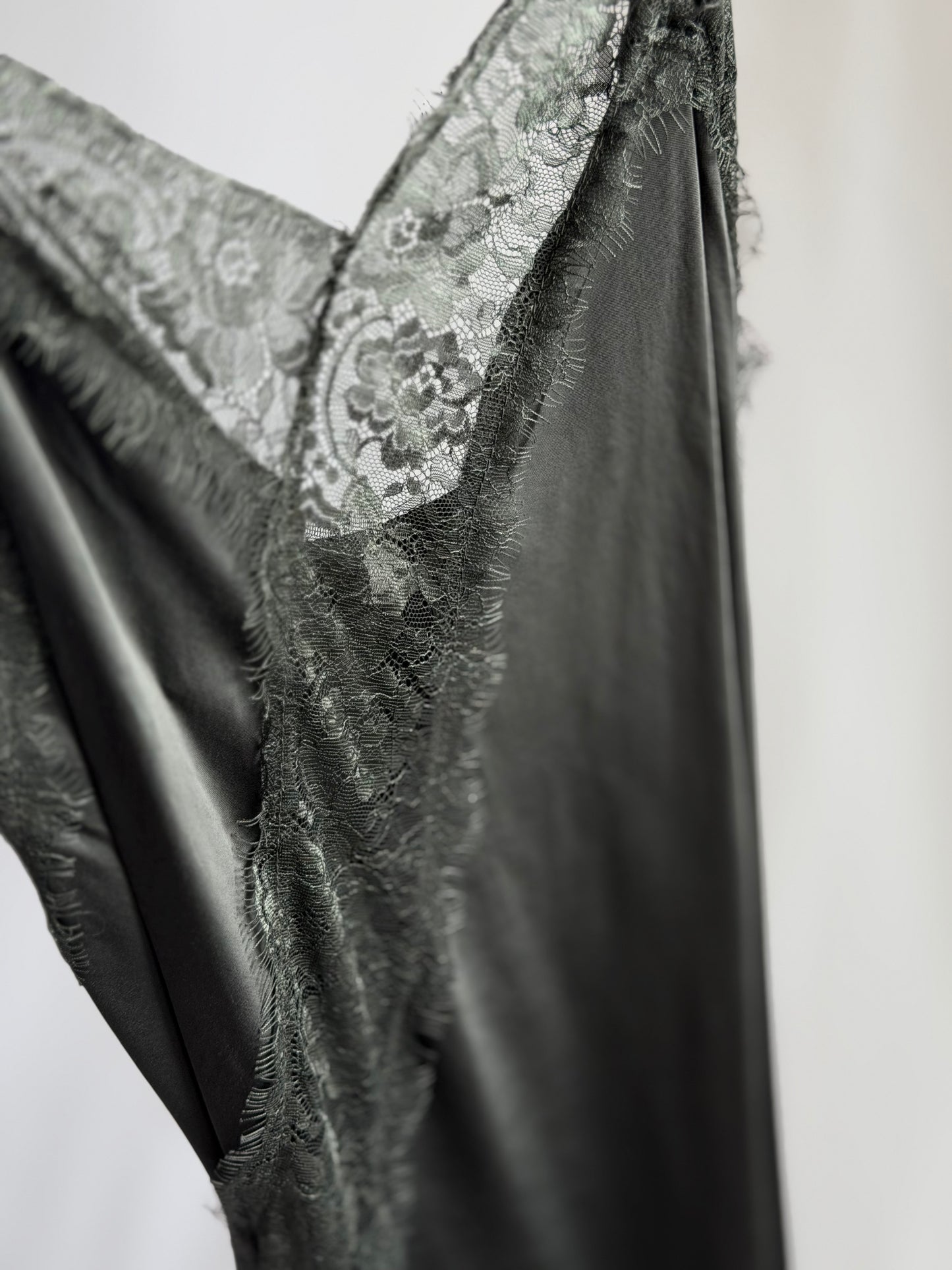 charcoal lace slip dress