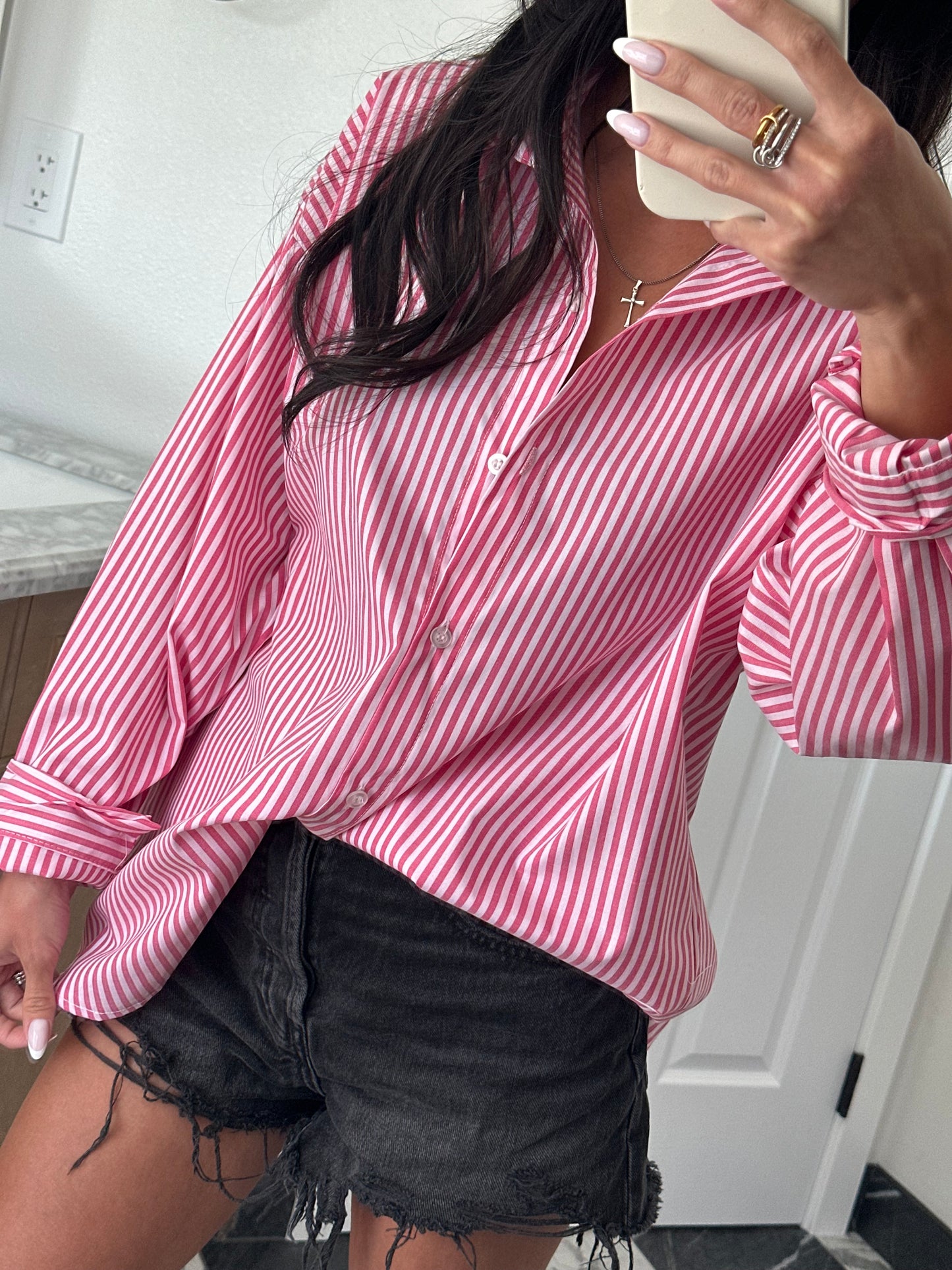 Pink striped shirt