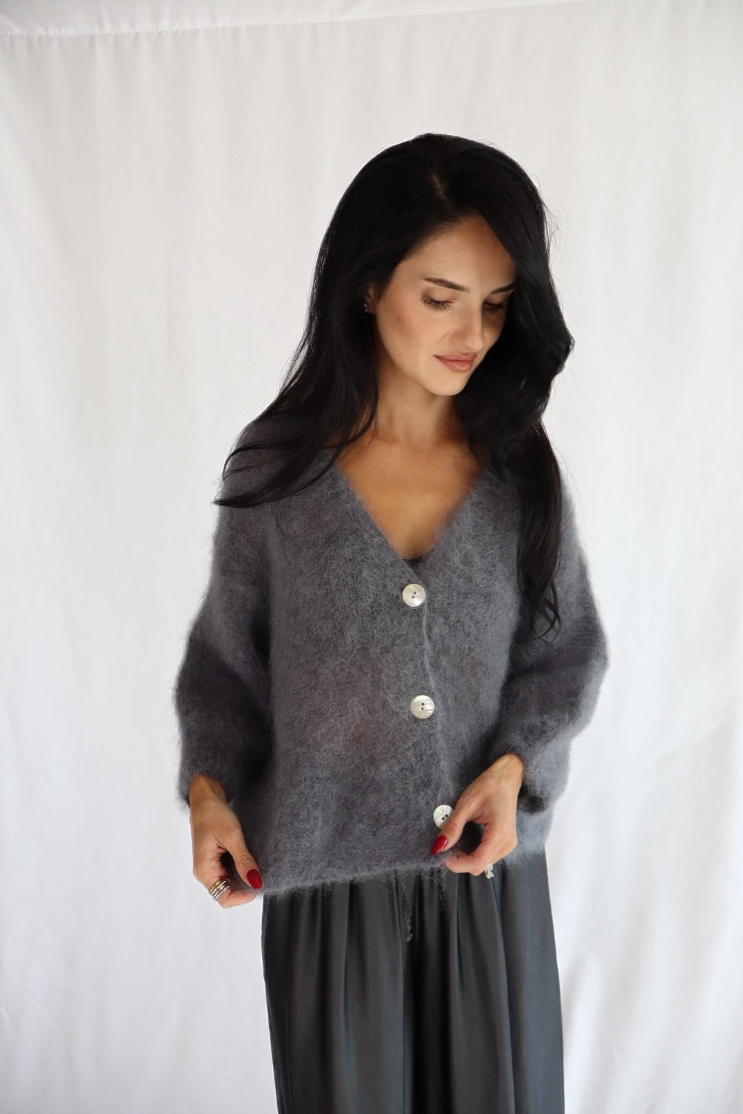 grey mohair cardigan