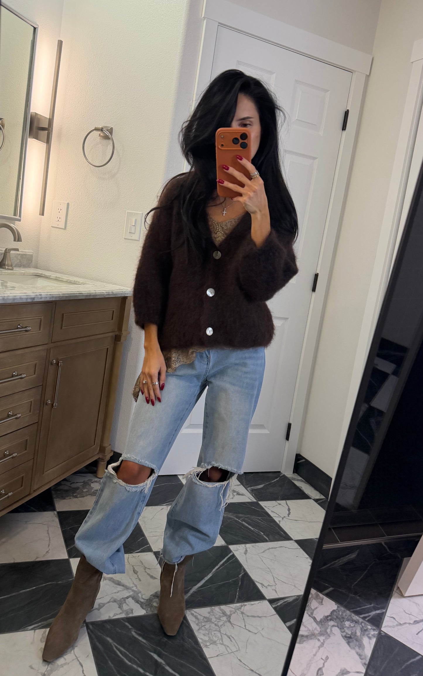 chocolate mohair cardigan