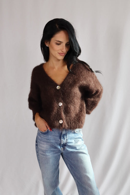 chocolate mohair cardigan