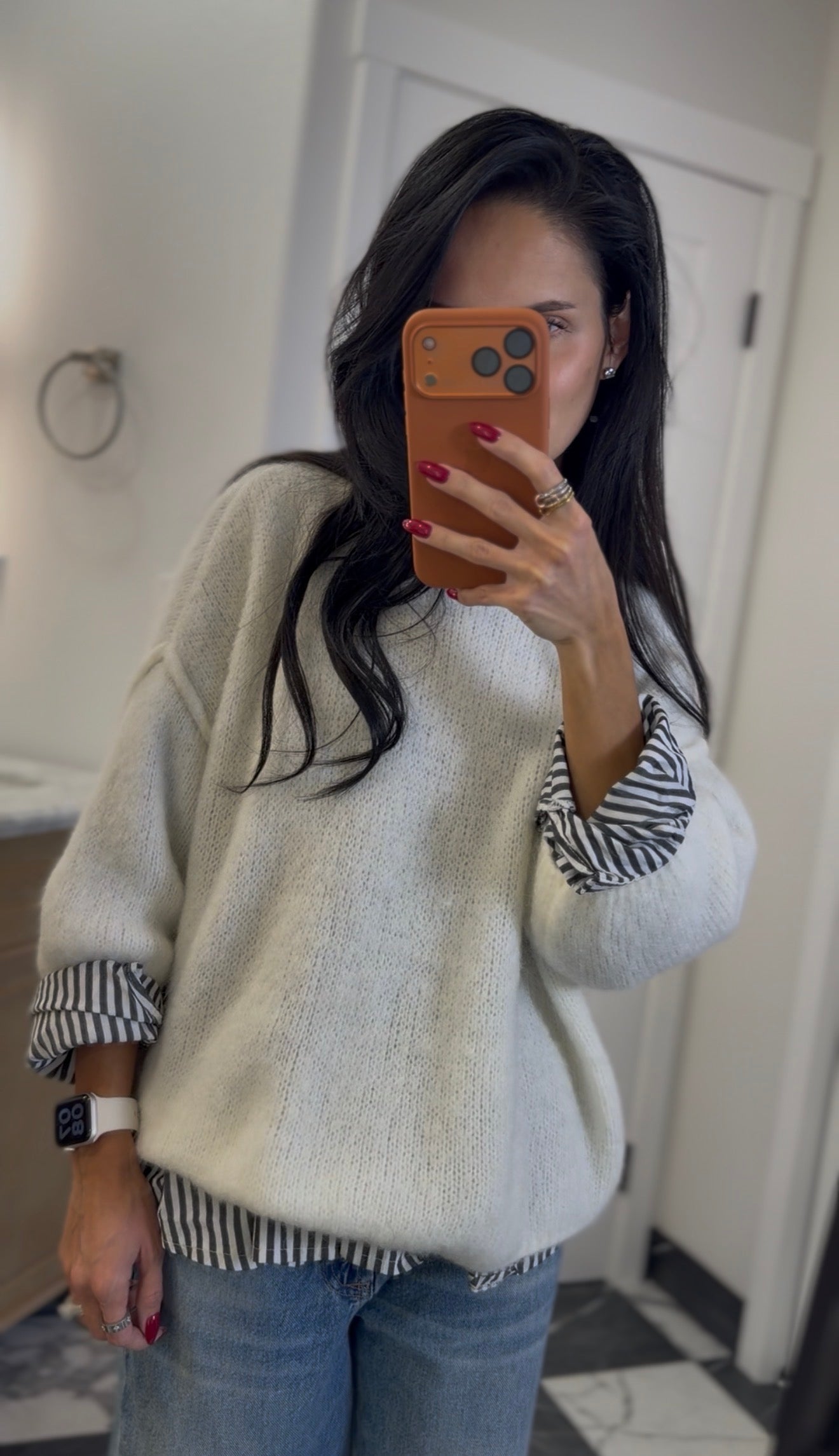 ivory mohair-wool blend sweater