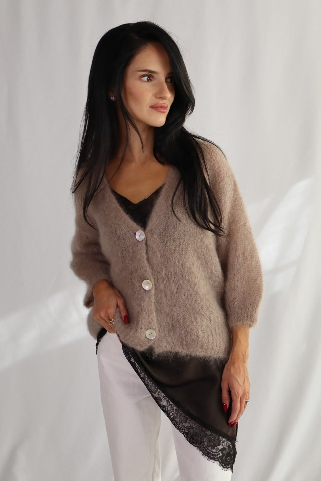 cappuccino mohair cardigan