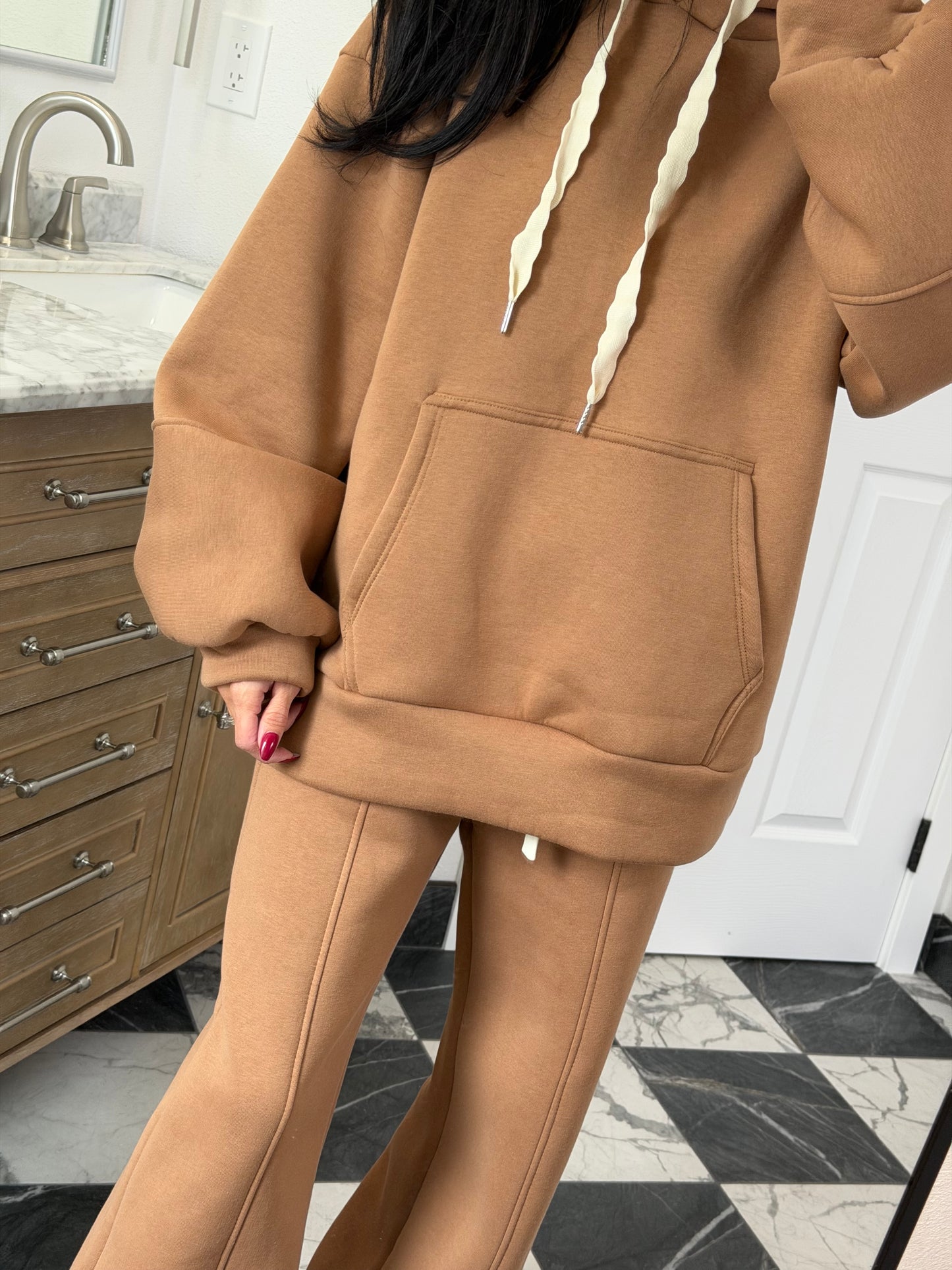 cozy caramel hoodie set