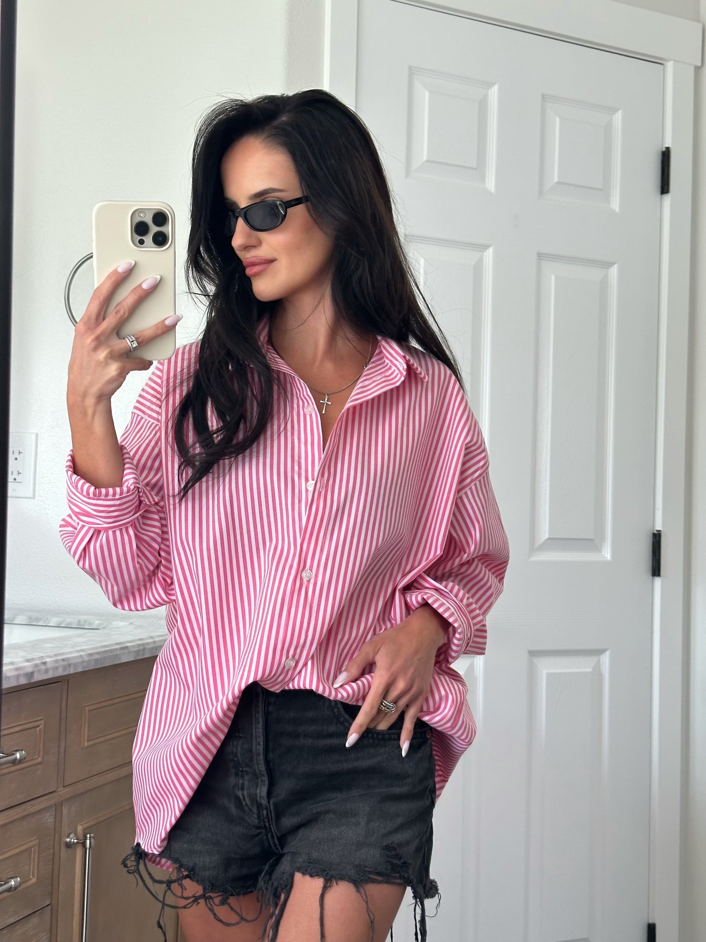 Pink striped shirt