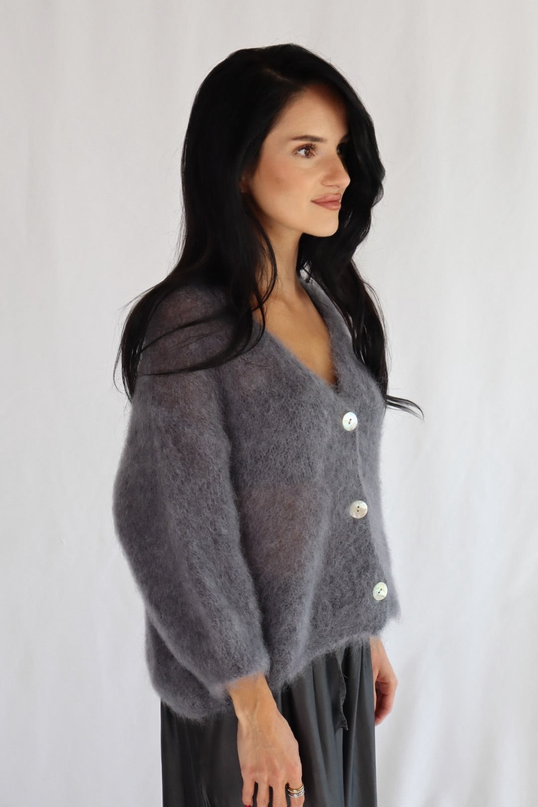grey mohair cardigan