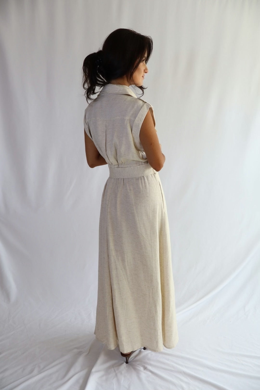 Linen blend maxi dress