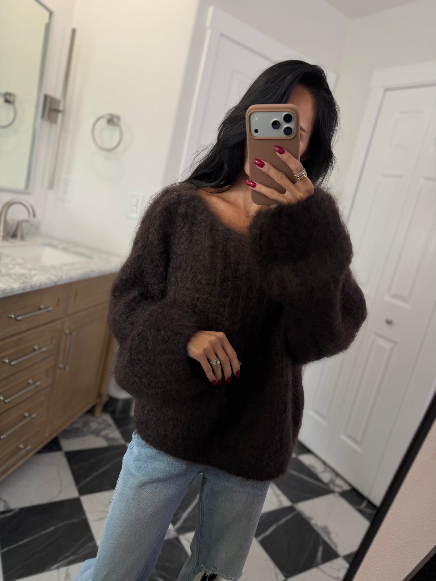 chocolate fluffy sweater