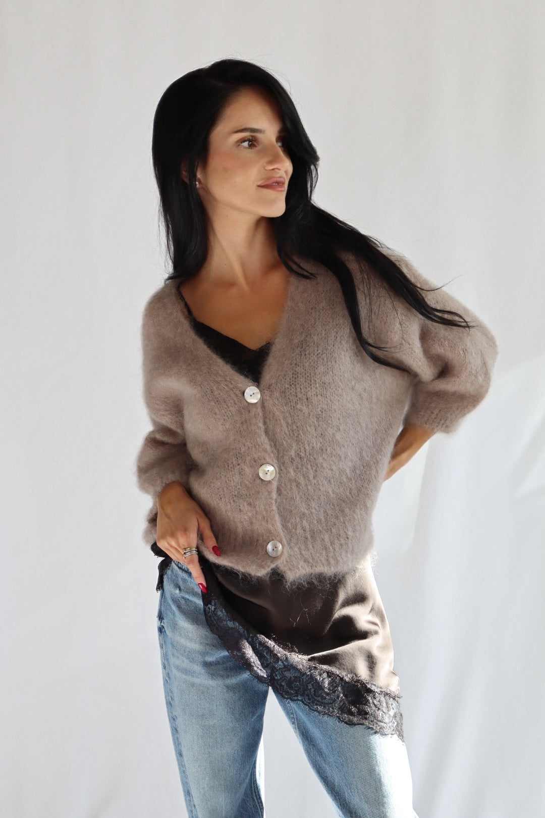 cappuccino mohair cardigan