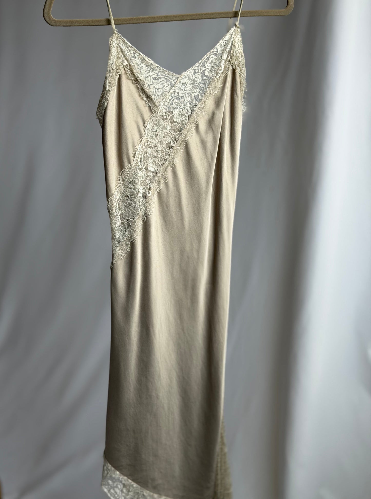 Cream Lace Slip Dress