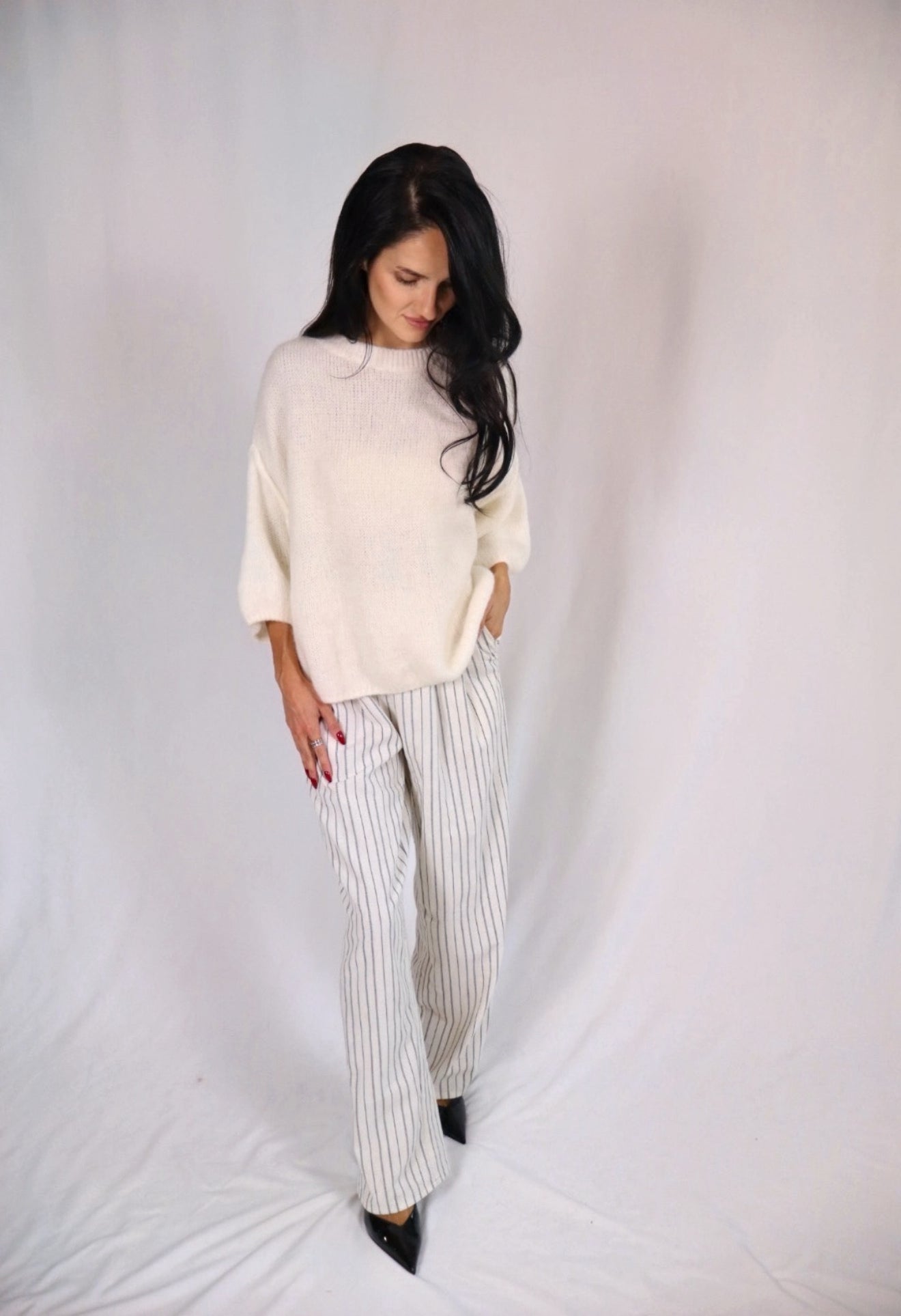 ivory mohair-wool blend sweater