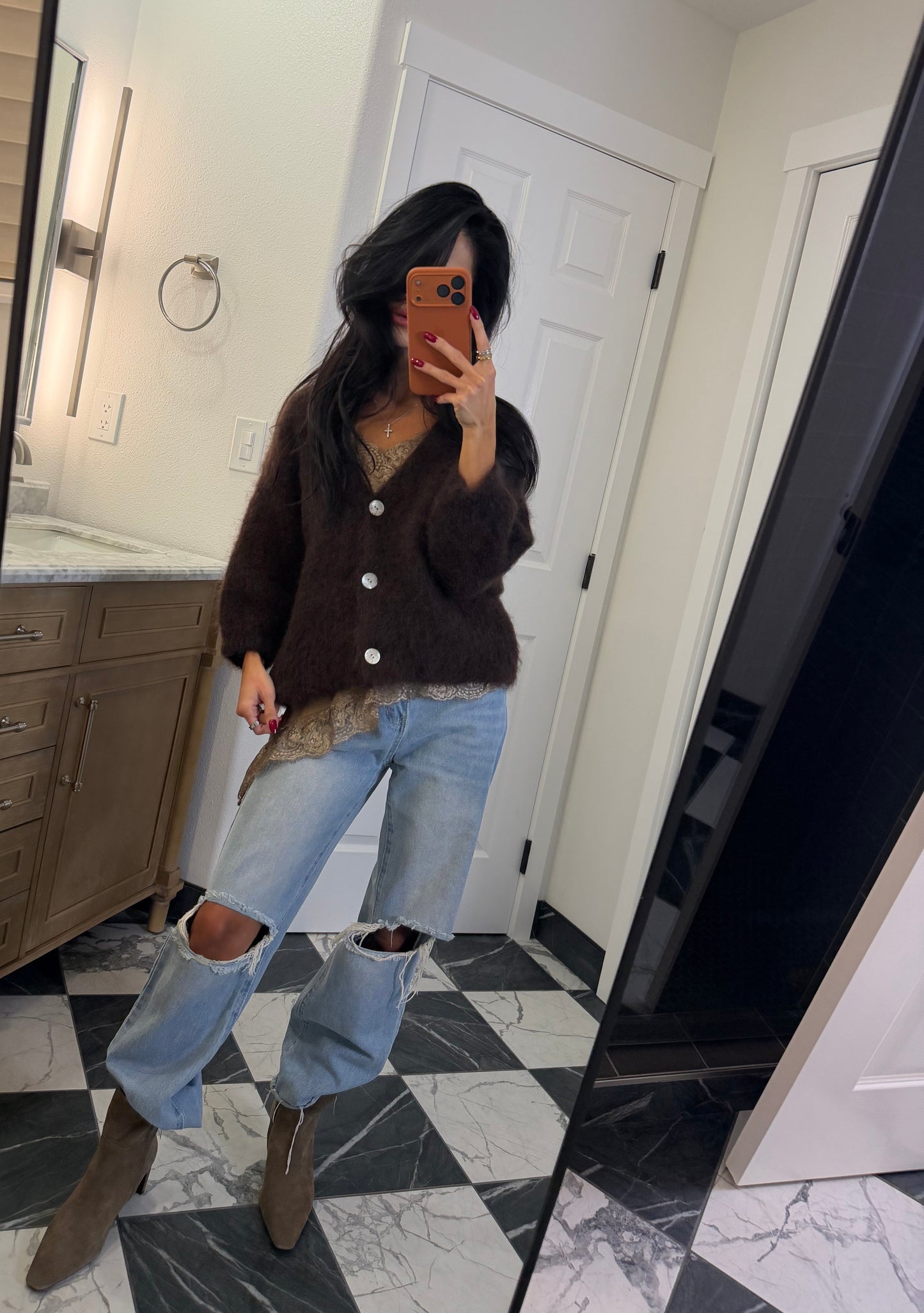 chocolate mohair cardigan