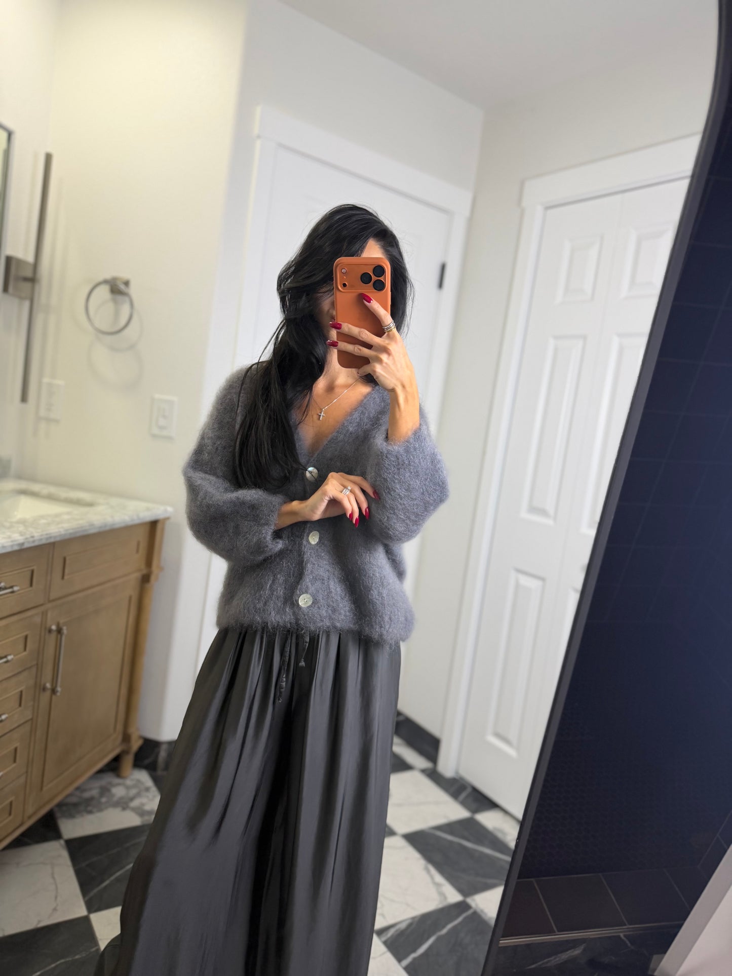 grey mohair cardigan