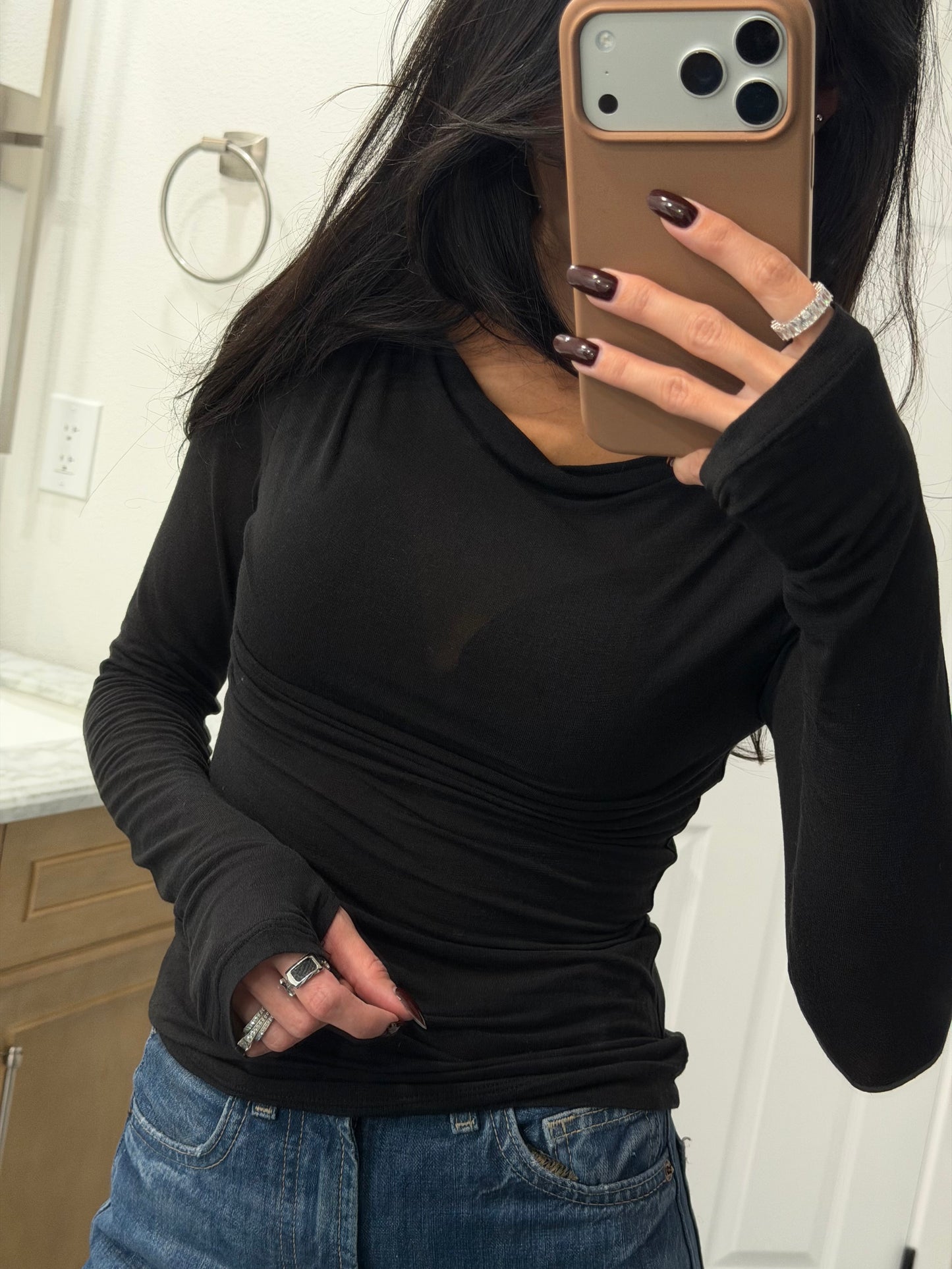 Black Viscose blend top