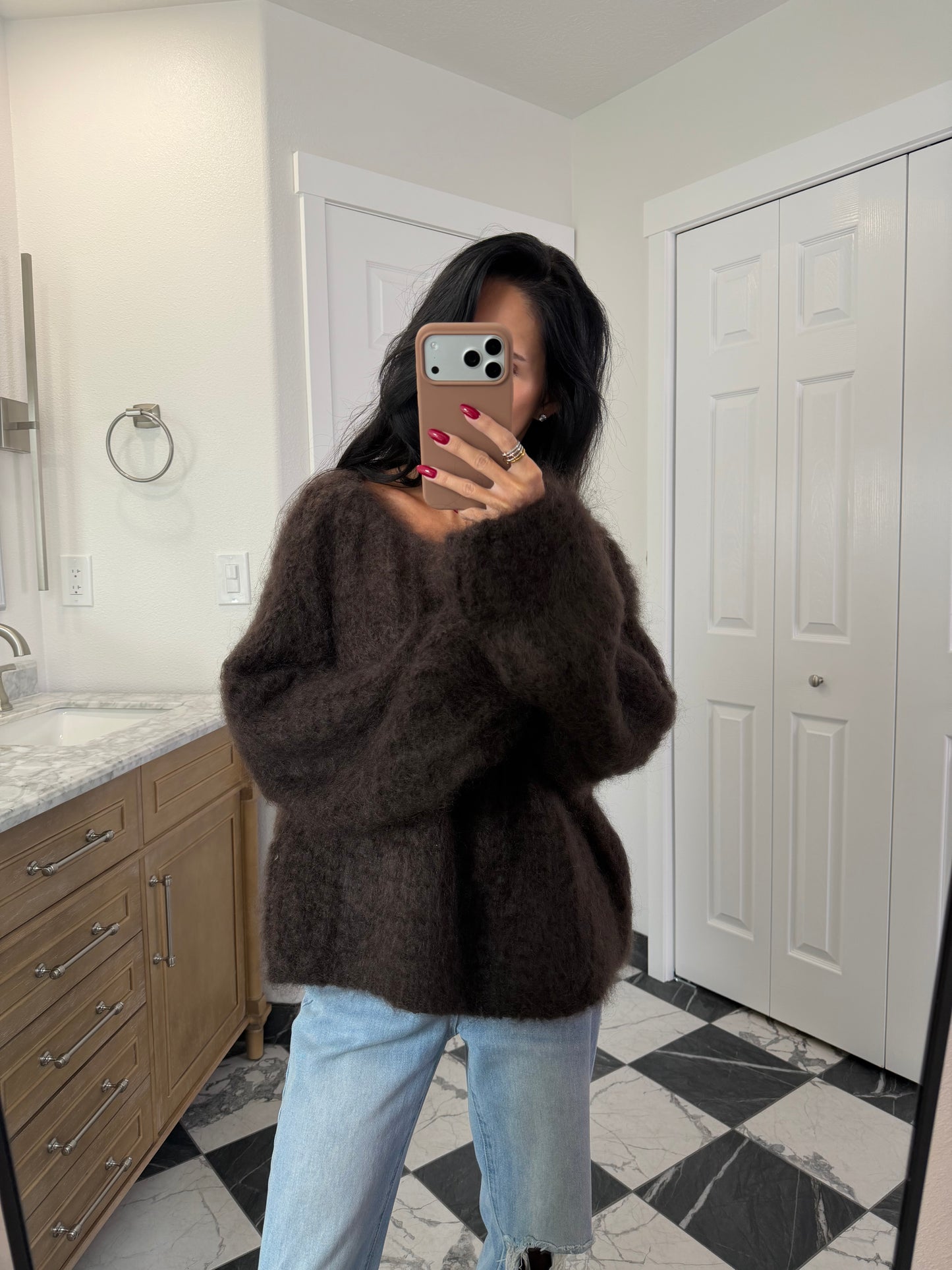 chocolate fluffy sweater