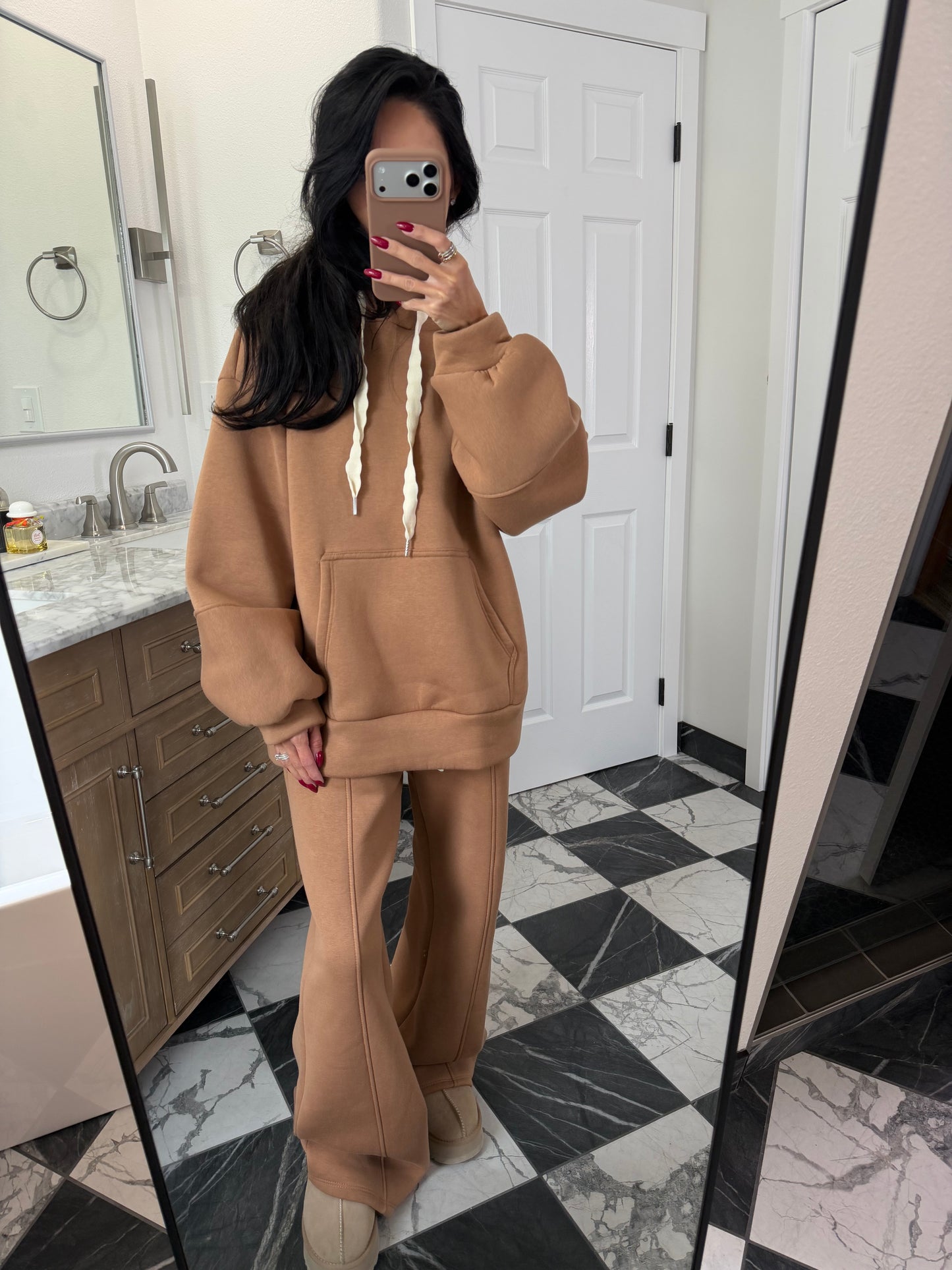 cozy caramel hoodie set
