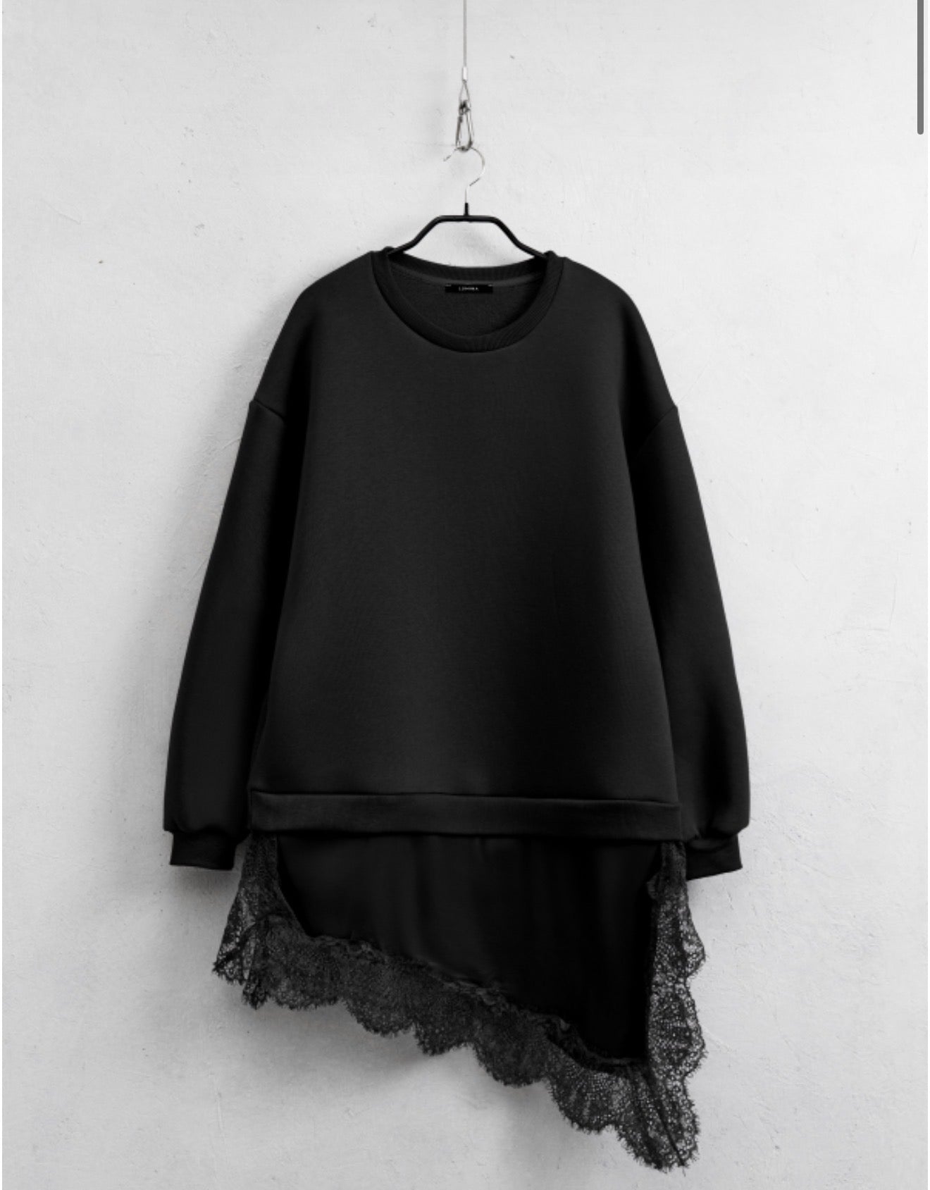 oversize lace-hem sweatshirt