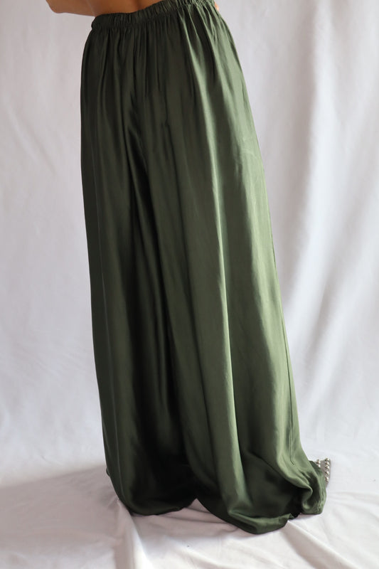 olive viscose pants