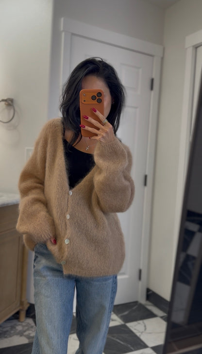 caramel mohair cardigan