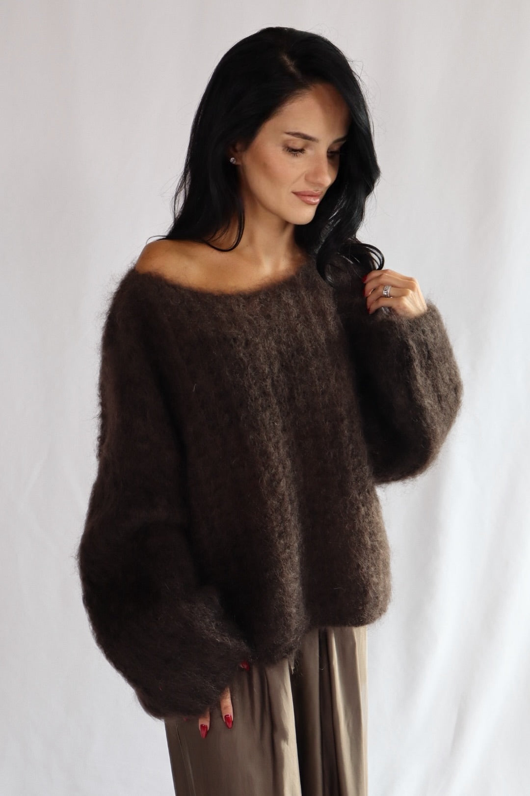 chocolate fluffy sweater