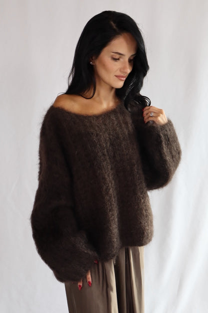 chocolate fluffy sweater