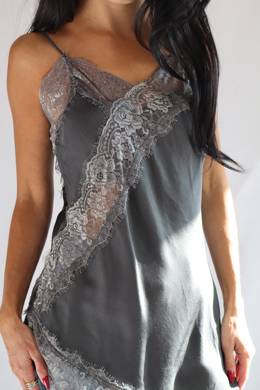 Grey Lace Camisole Top