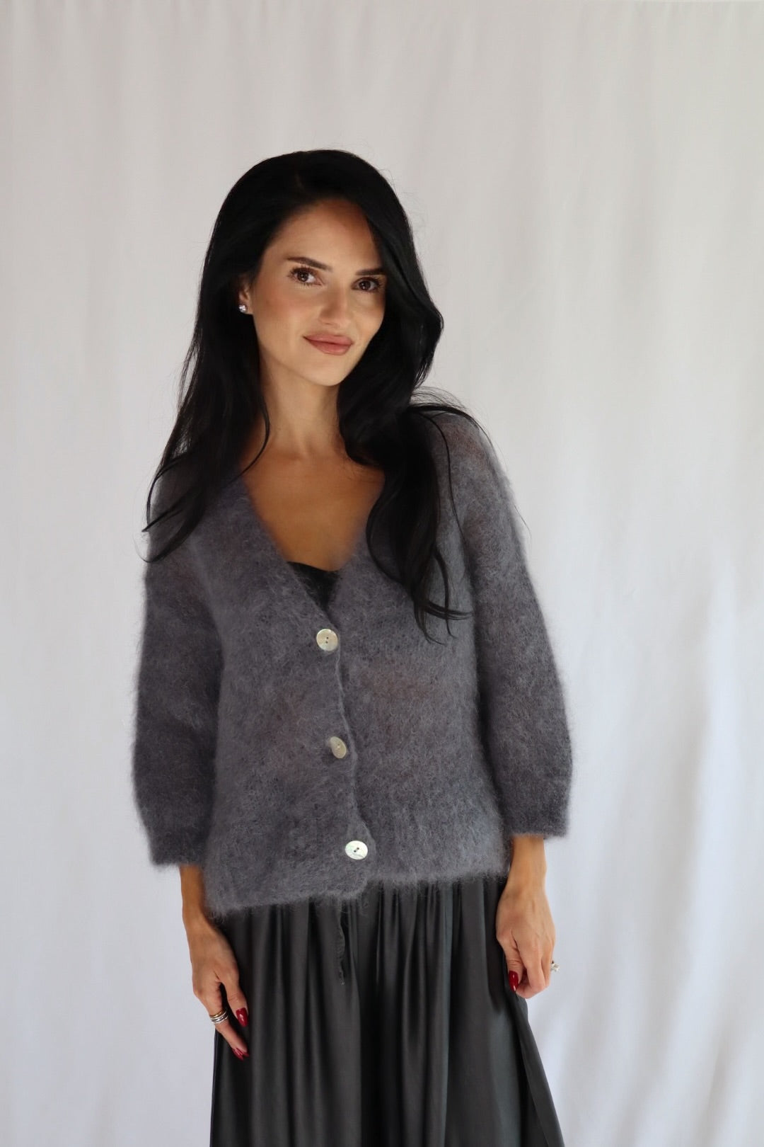 grey mohair cardigan