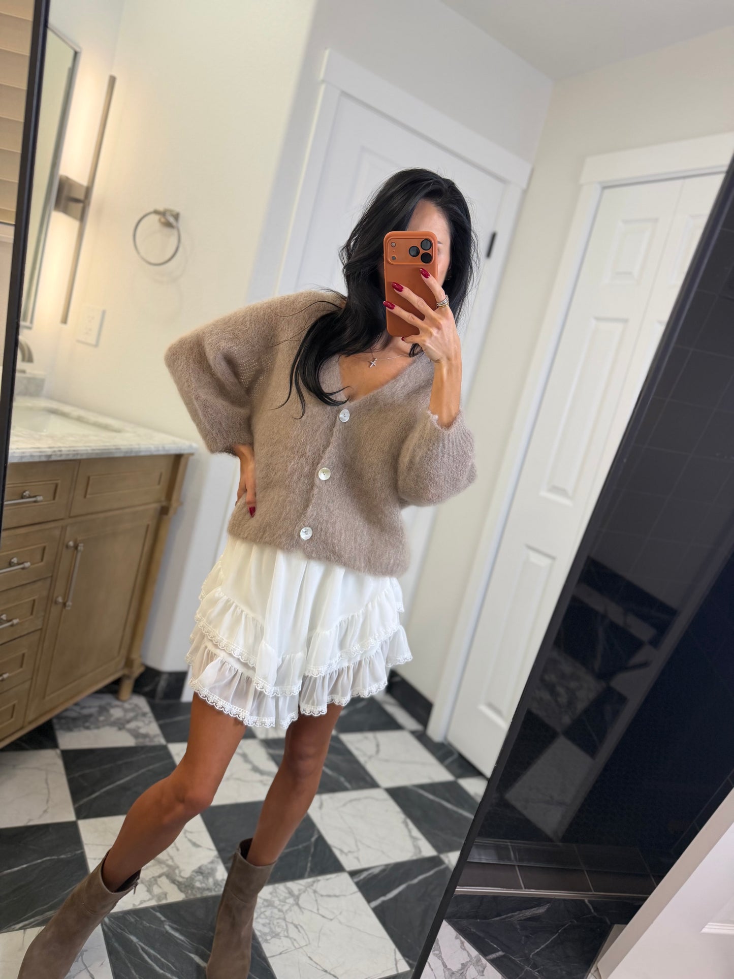 cappuccino mohair cardigan