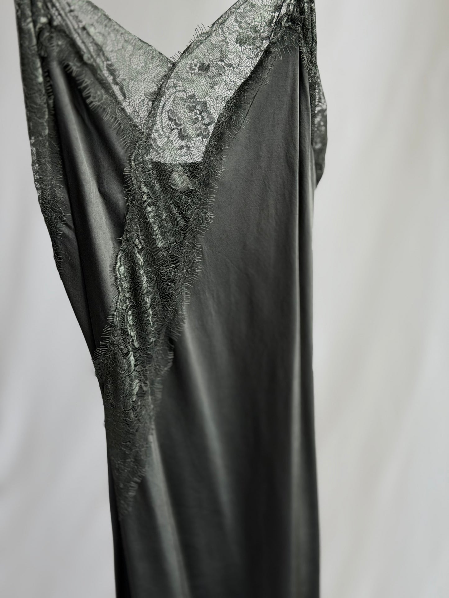 charcoal lace slip dress