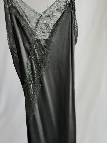 charcoal lace slip dress