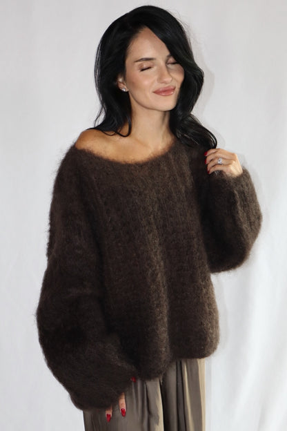chocolate fluffy sweater