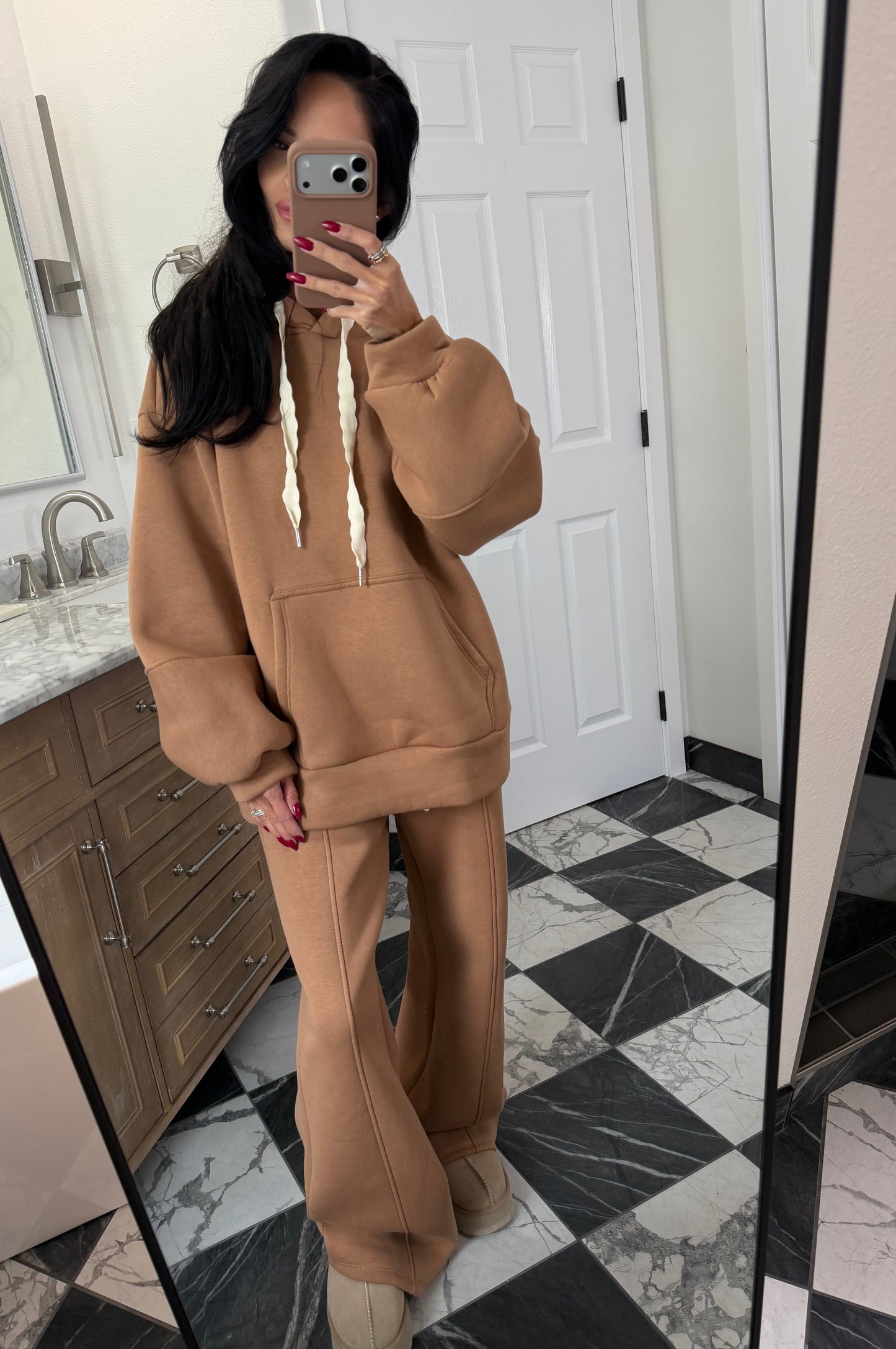 cozy caramel hoodie set
