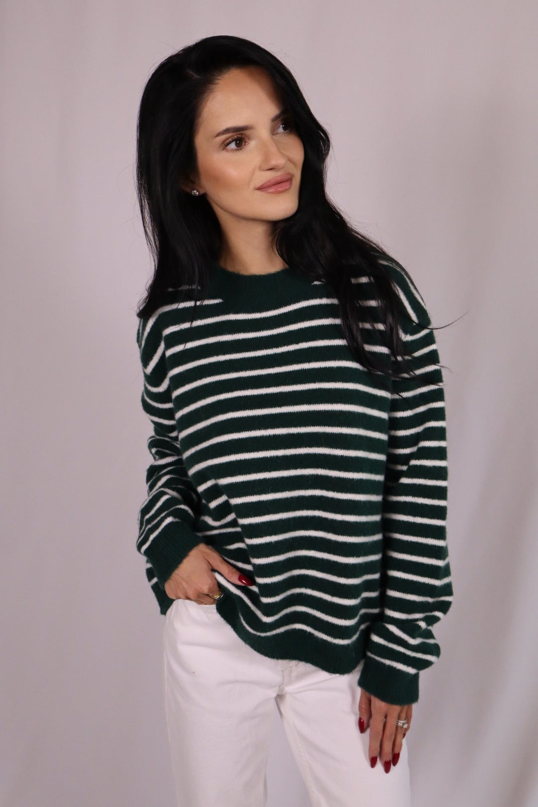green striped sweater