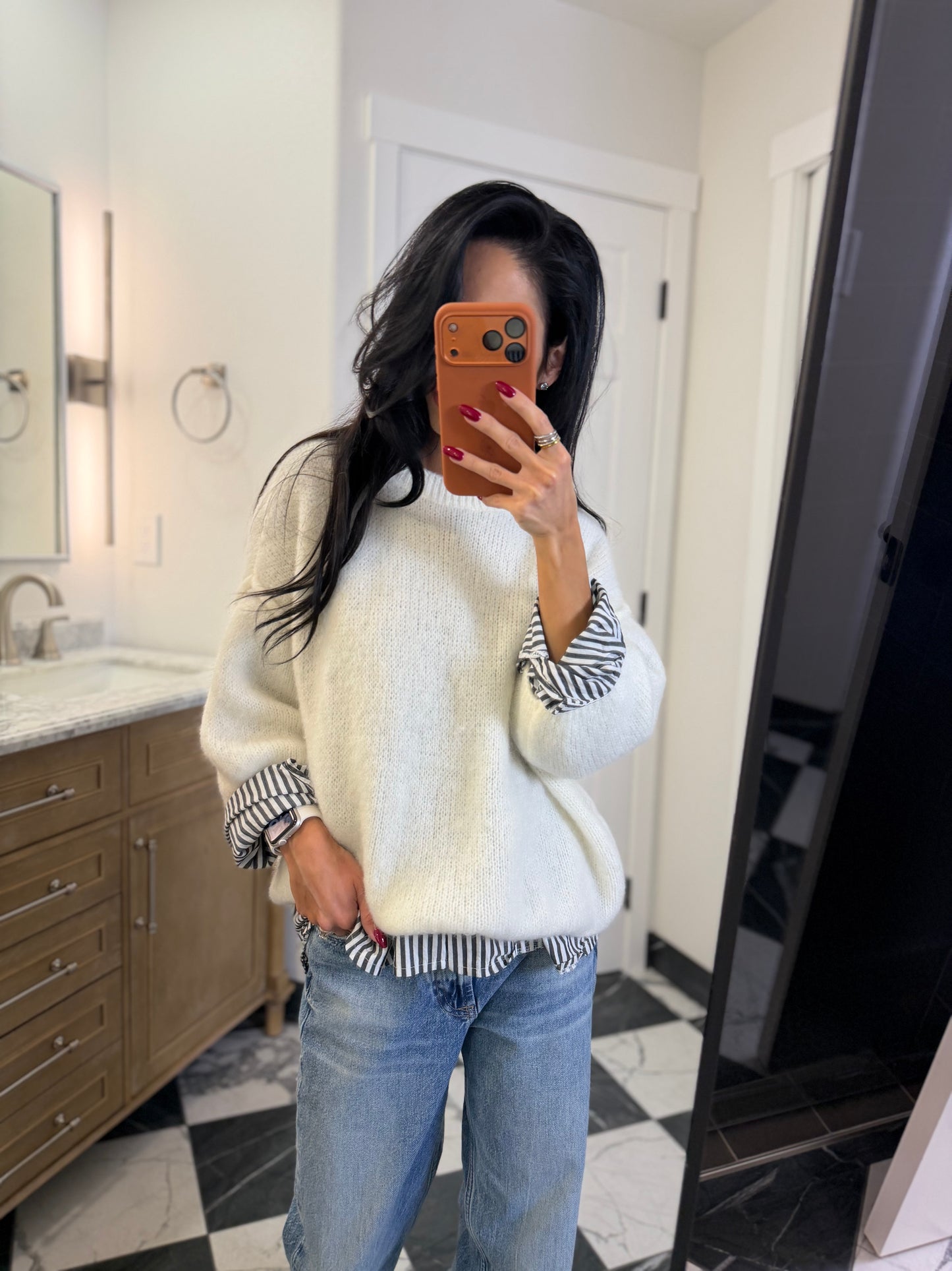 ivory mohair-wool blend sweater