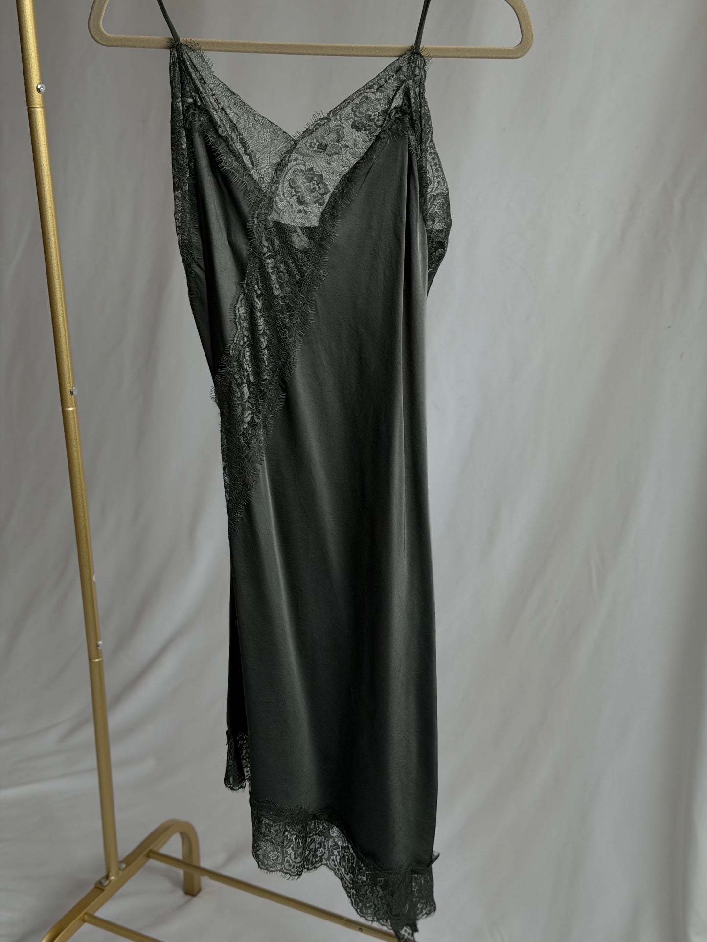 charcoal lace slip dress