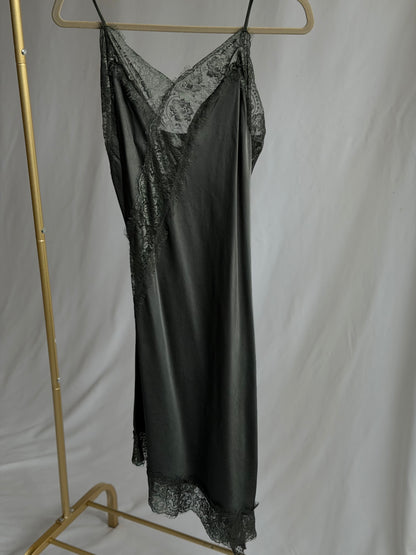 charcoal lace slip dress