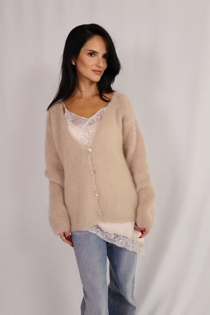 Beige Mohair Cardigan