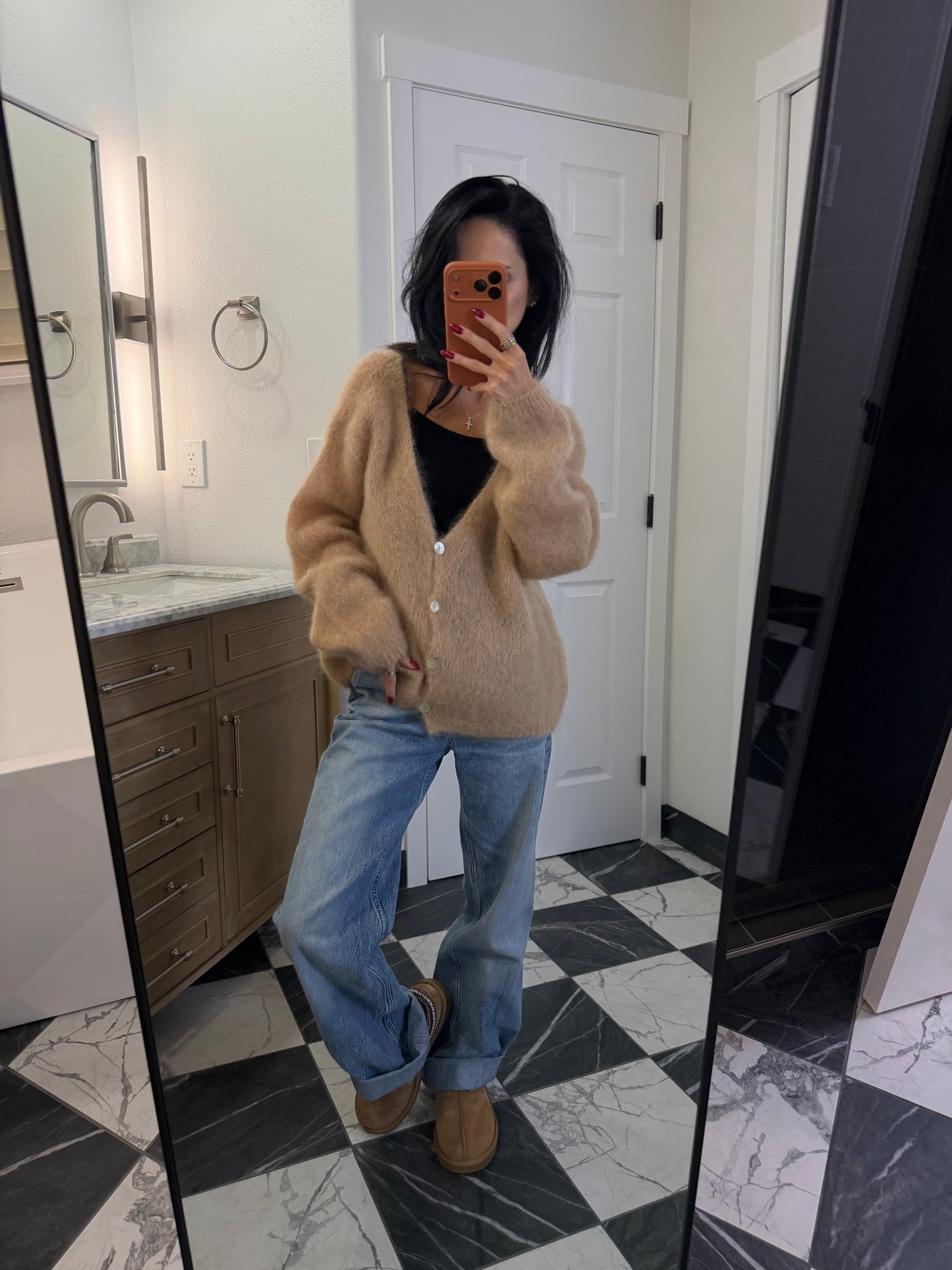 caramel mohair cardigan