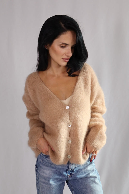 caramel mohair cardigan