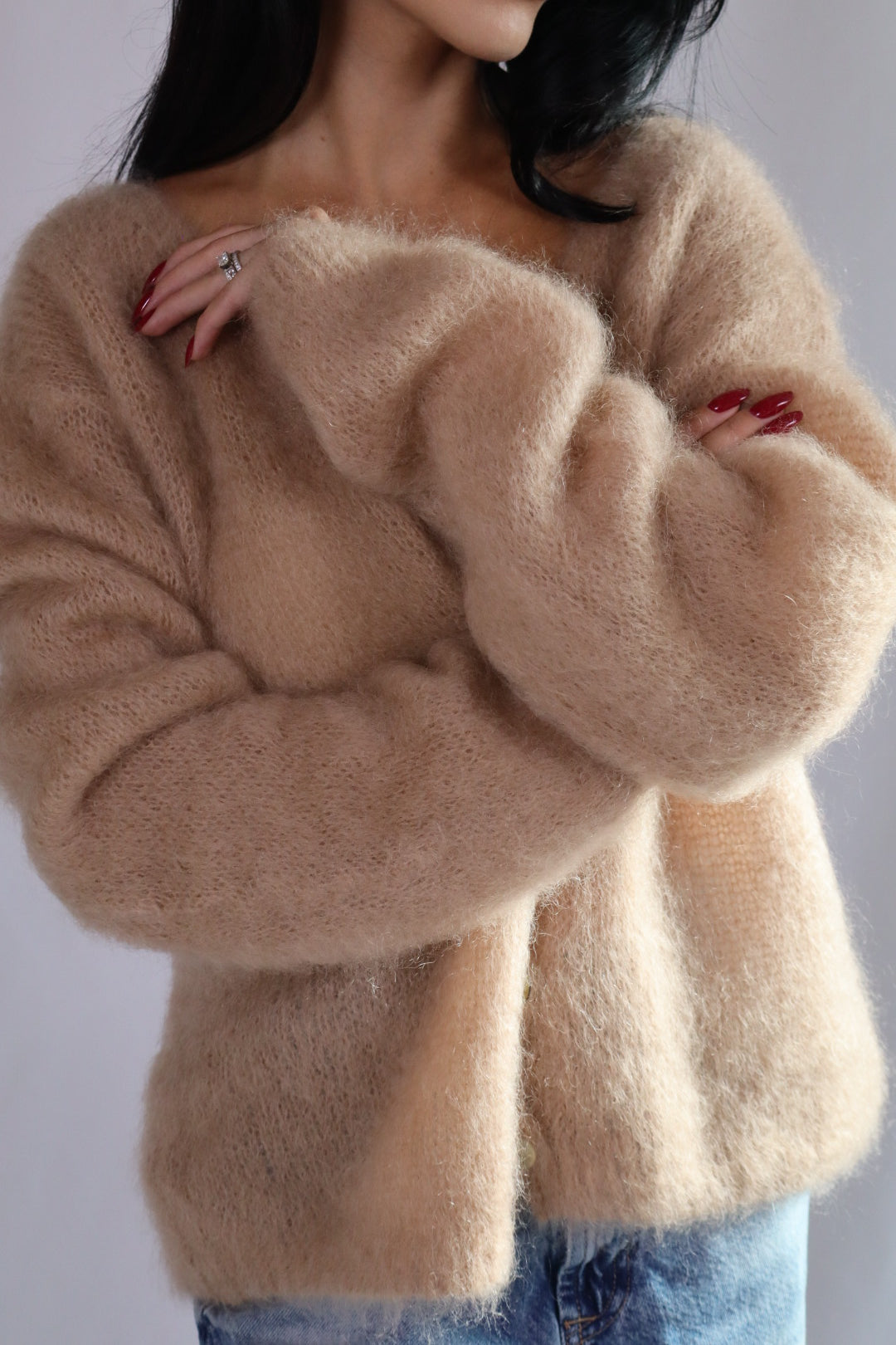 Beige Mohair Cardigan